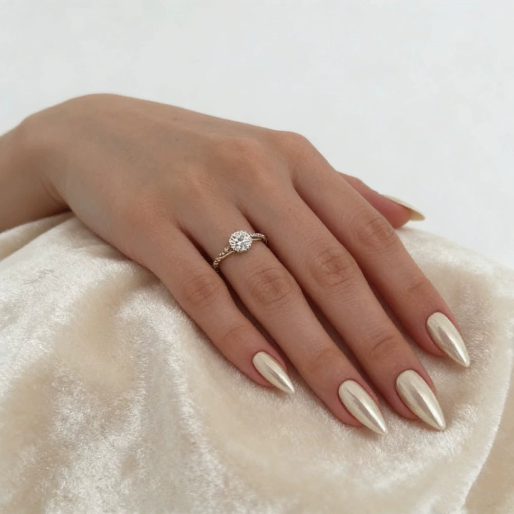 Glazed Chrome Minimalist Press-On Nails