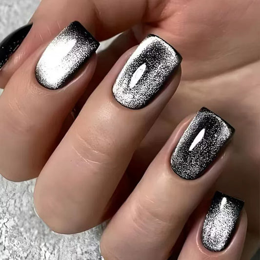 White Cat Eye Press-On Nails