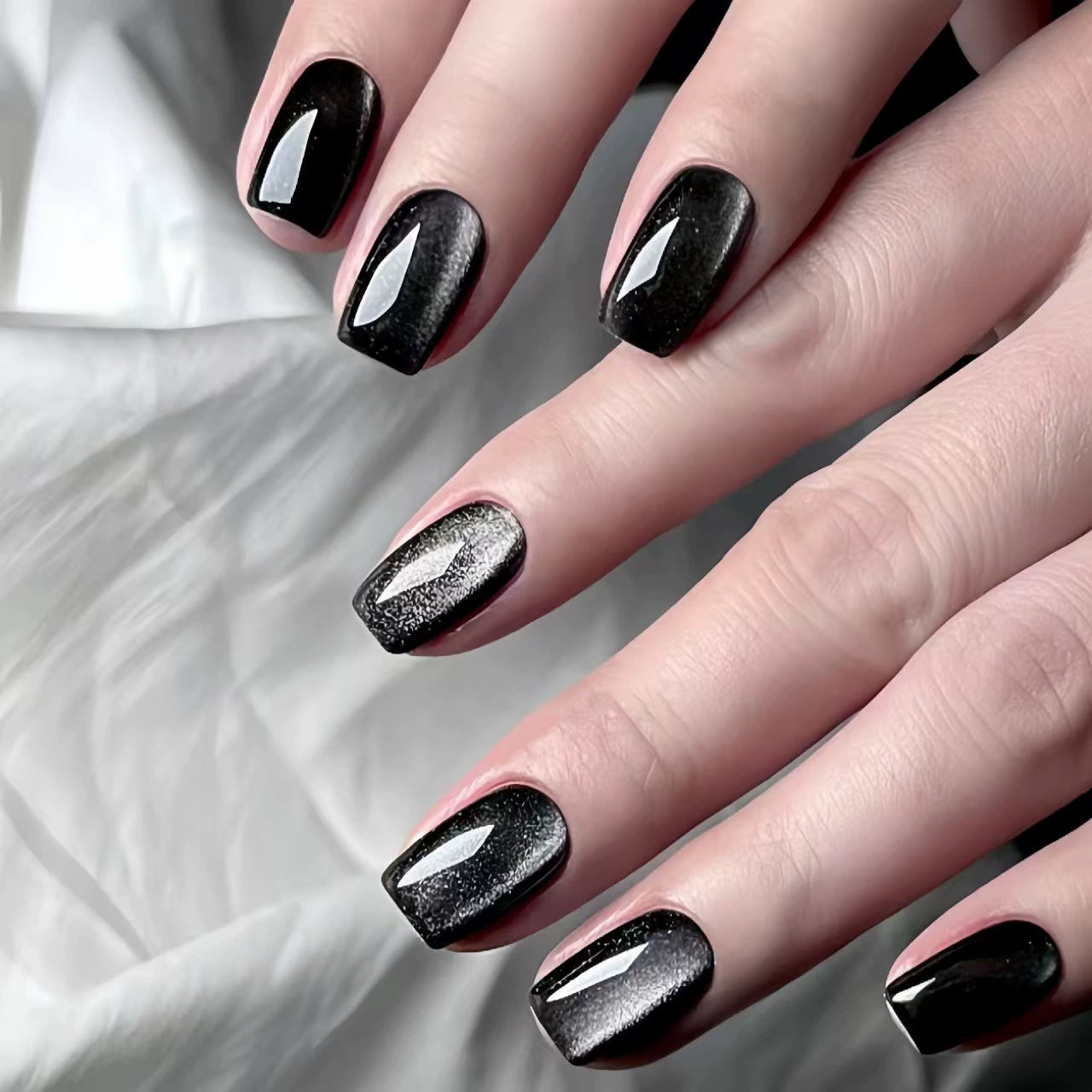 White Cat Eye Press-On Nails
