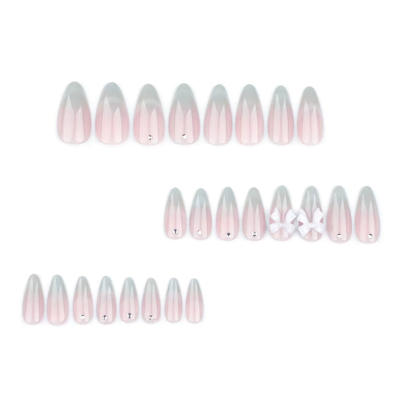 Cat Eye French Bow 3D Press-On Nails