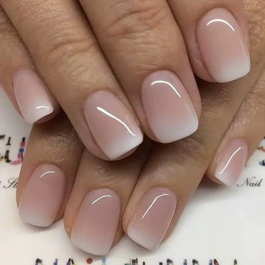 White Ombre Short Square Press-On Nails