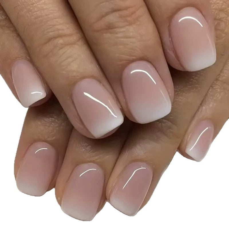 White Ombre Short Square Press-On Nails