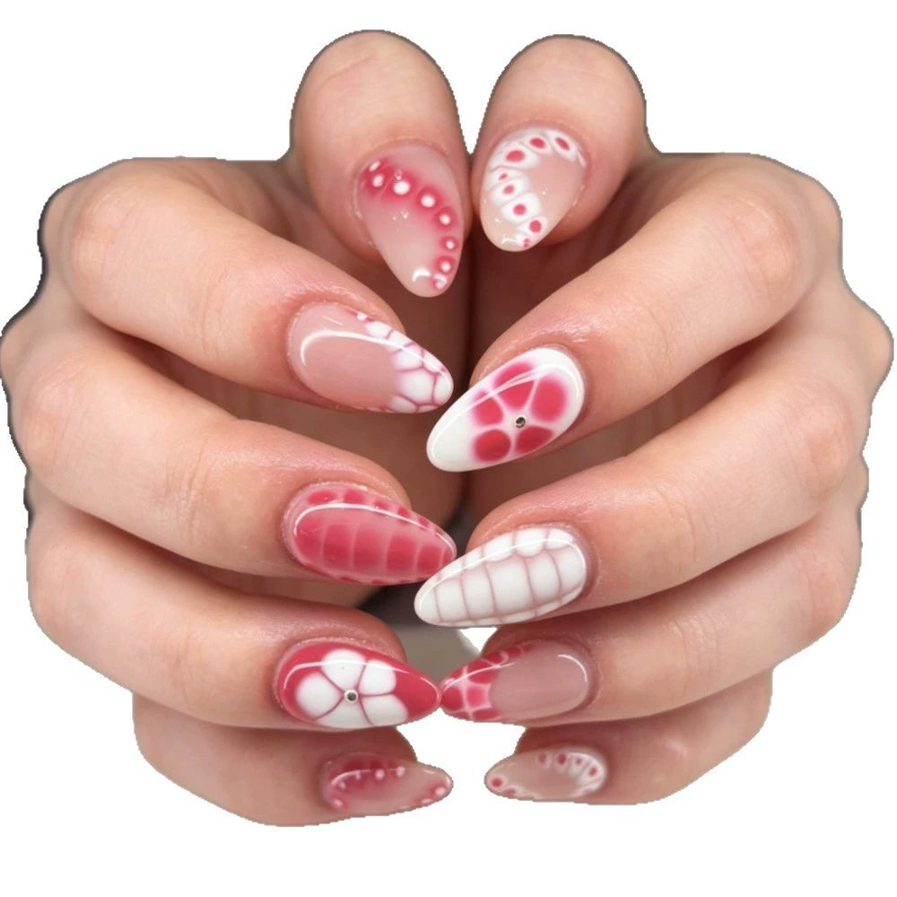 Crocodile French Floral Almond Press-On Nails