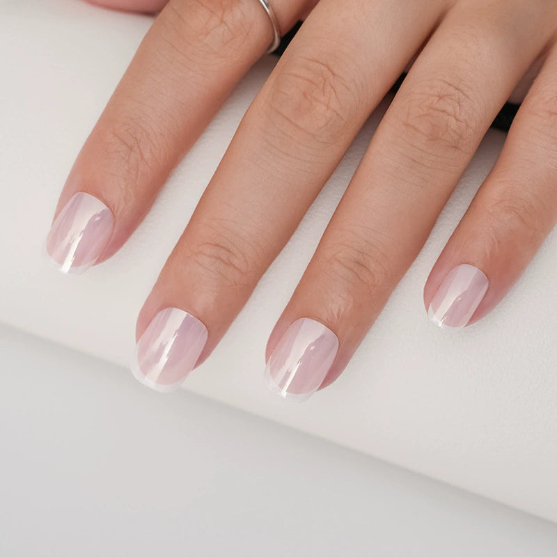 Chrome French Short Square Press-On Nails
