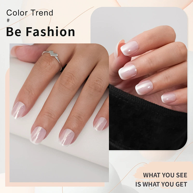 Chrome French Short Square Press-On Nails