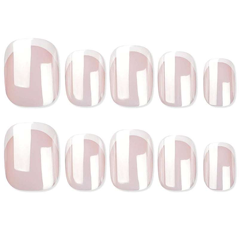 Chrome French Short Square Press-On Nails