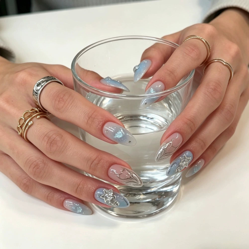 Blue Almond Press-On Nails