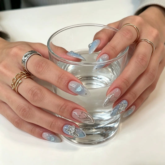 Blue Almond Press-On Nails