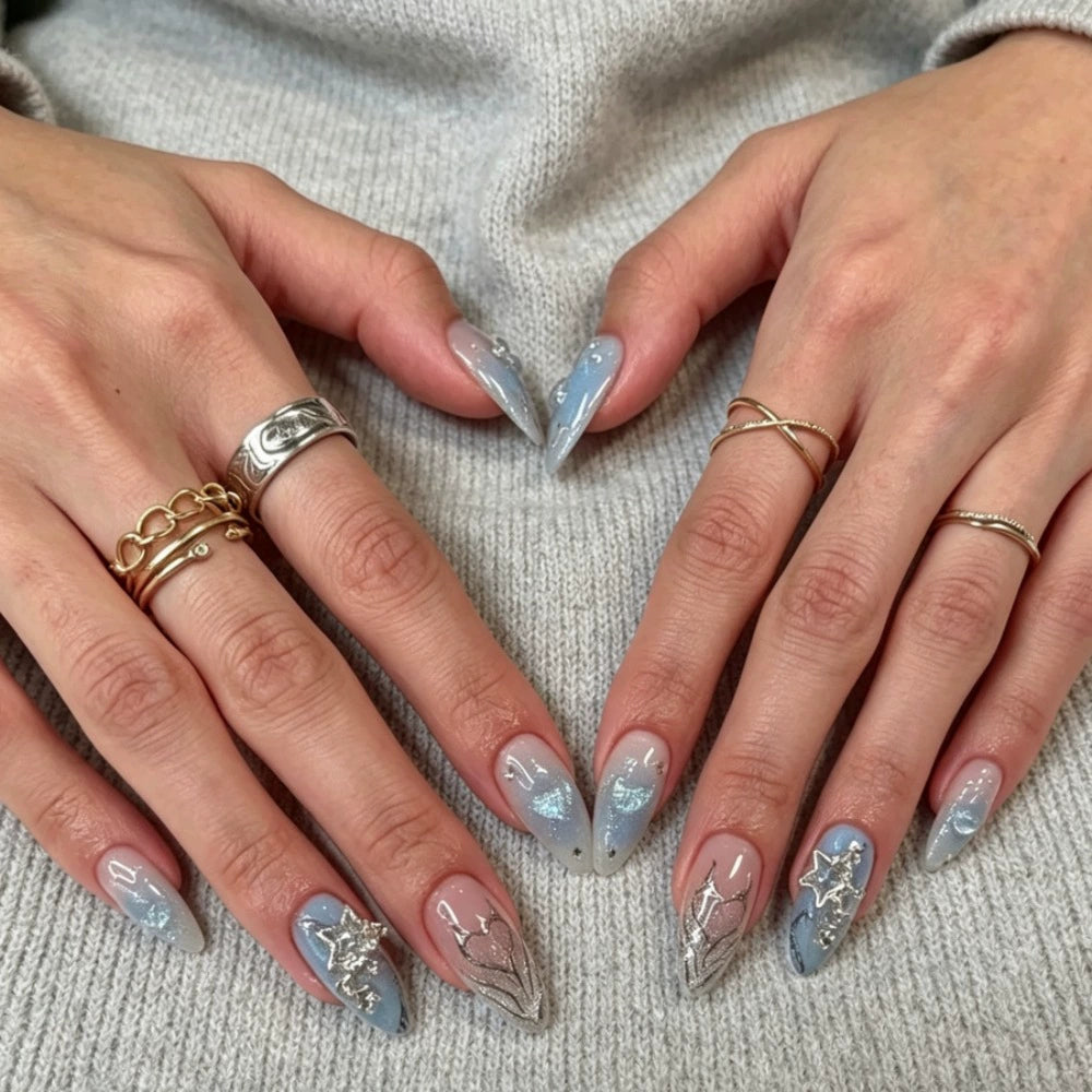 Blue Almond Press-On Nails