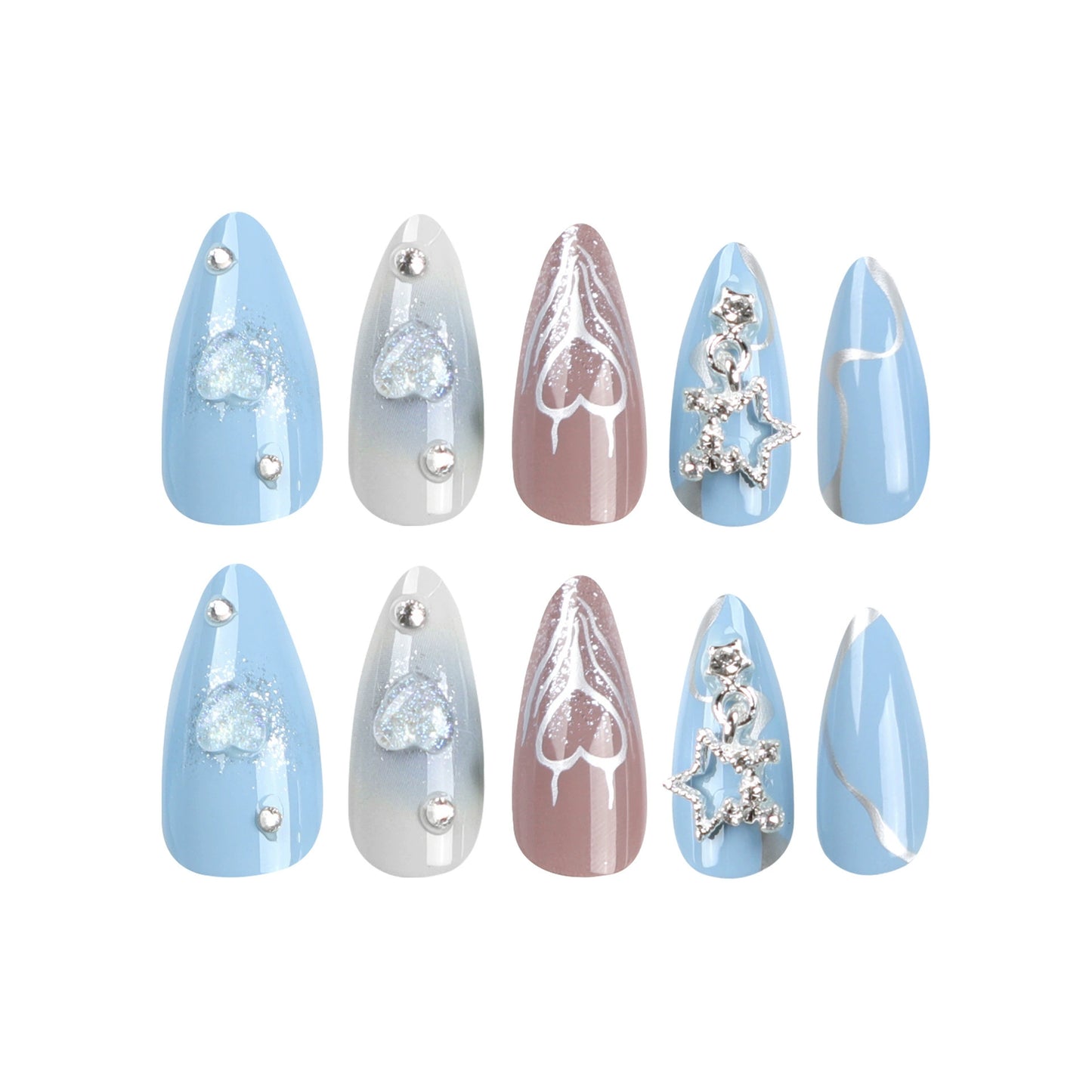 Blue Almond Press-On Nails