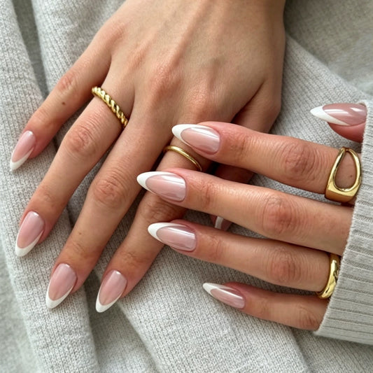 Pink Chrome French Almond Press-On Nails