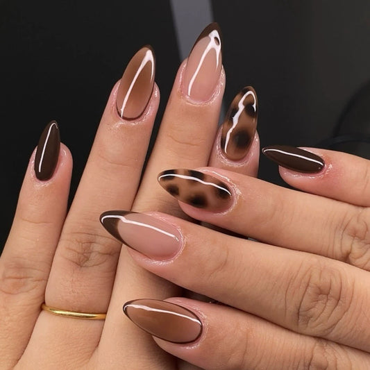 White Leopard French Ombre Press-On Nails