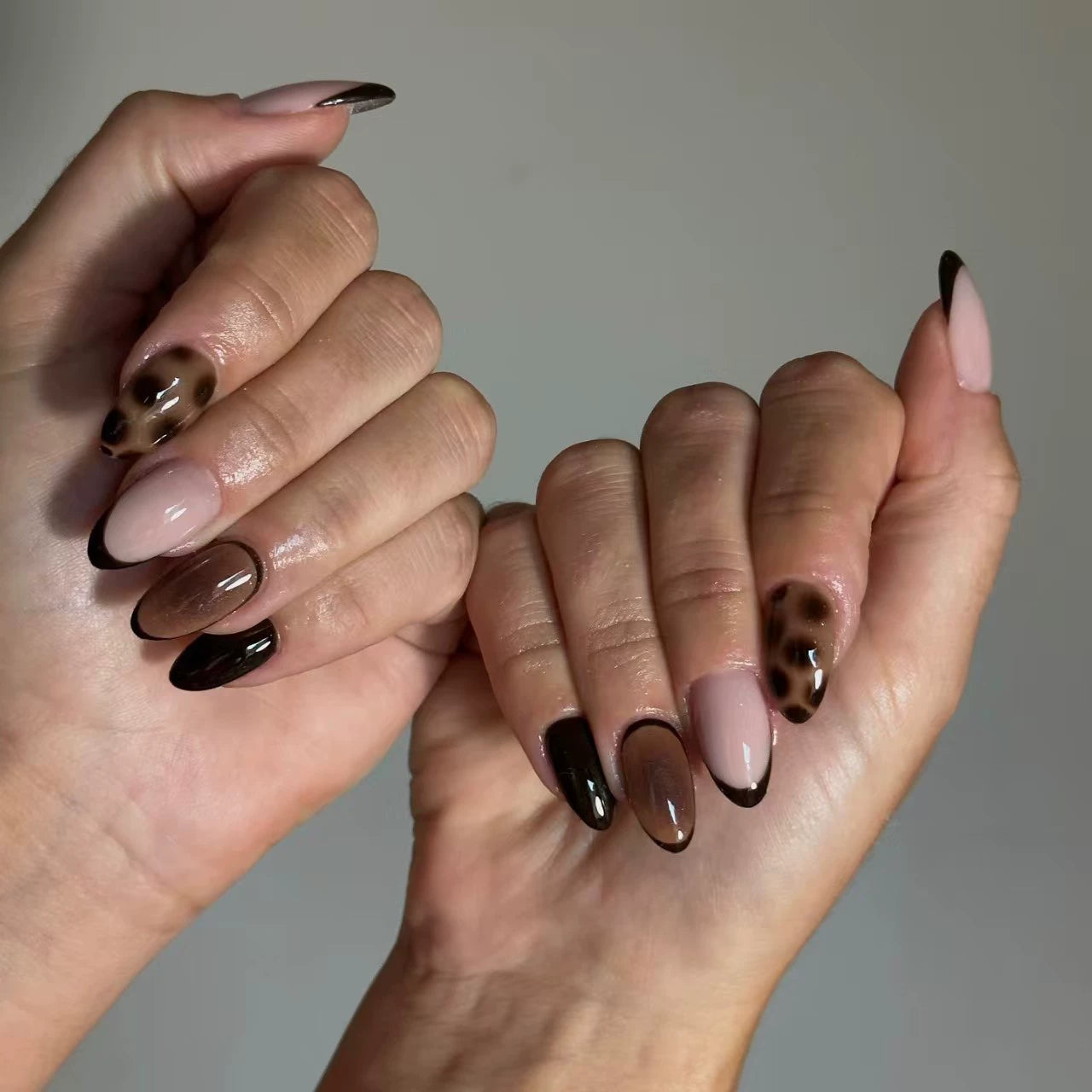 White Leopard French Ombre Press-On Nails