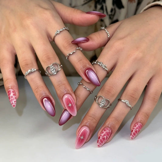 White Crocodile Ombre Almond Press-On Nails