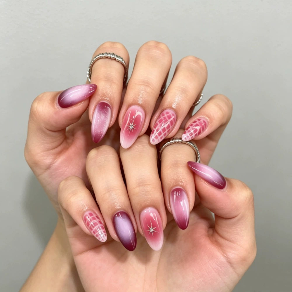 White Crocodile Ombre Almond Press-On Nails