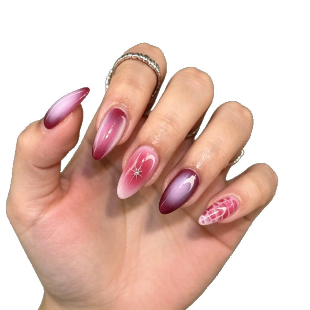 White Crocodile Ombre Almond Press-On Nails