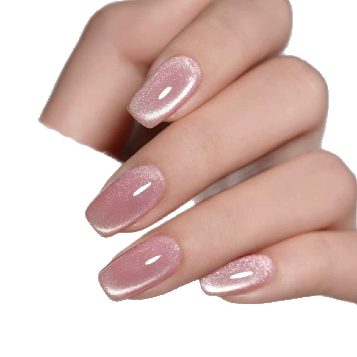 Pink Cat Eye Short Square Press-On Nails