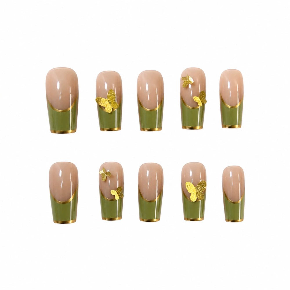 Green French Bow Press-On Nails