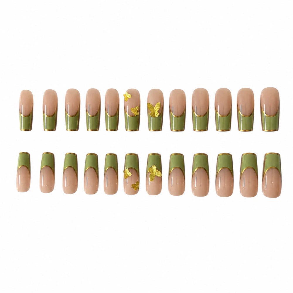 Green French Bow Press-On Nails