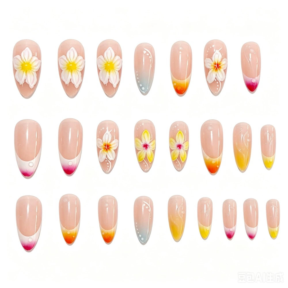 French Floral Ombre Press-On Nails