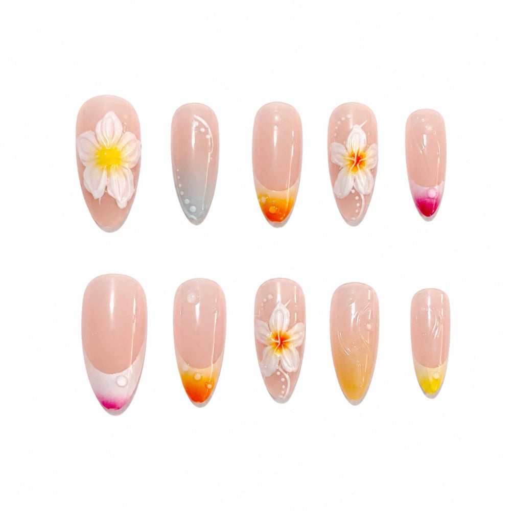 French Floral Ombre Press-On Nails