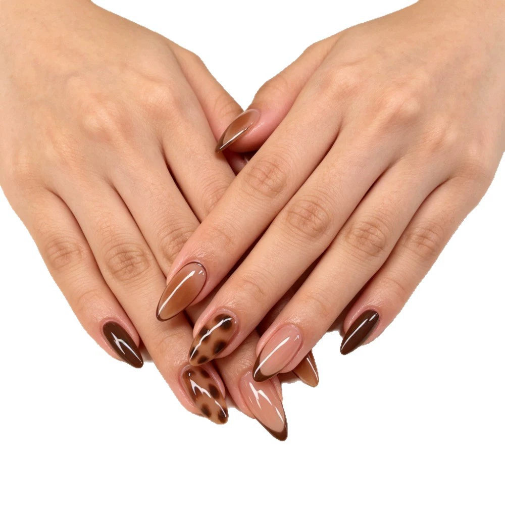 Leopard French Ombre Almond Press-On Nails