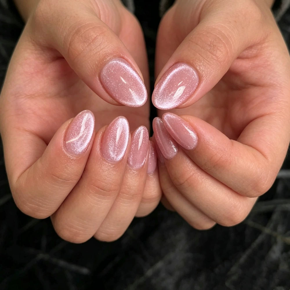 Pink Cat Eye Almond Press-On Nails