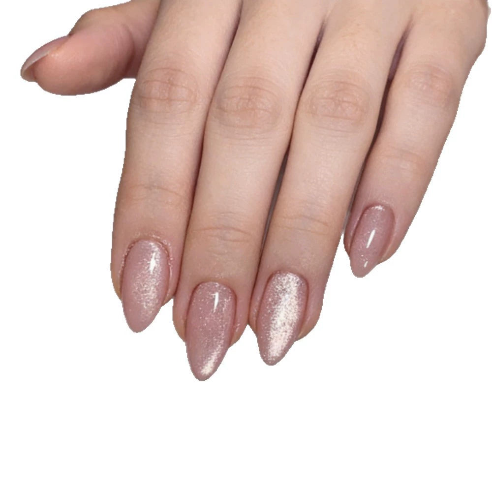 Pink Cat Eye Almond Press-On Nails