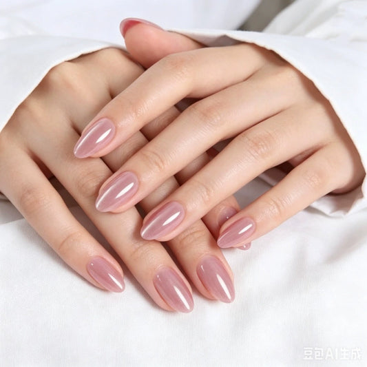 Pink Cat Eye Almond Press-On Nails