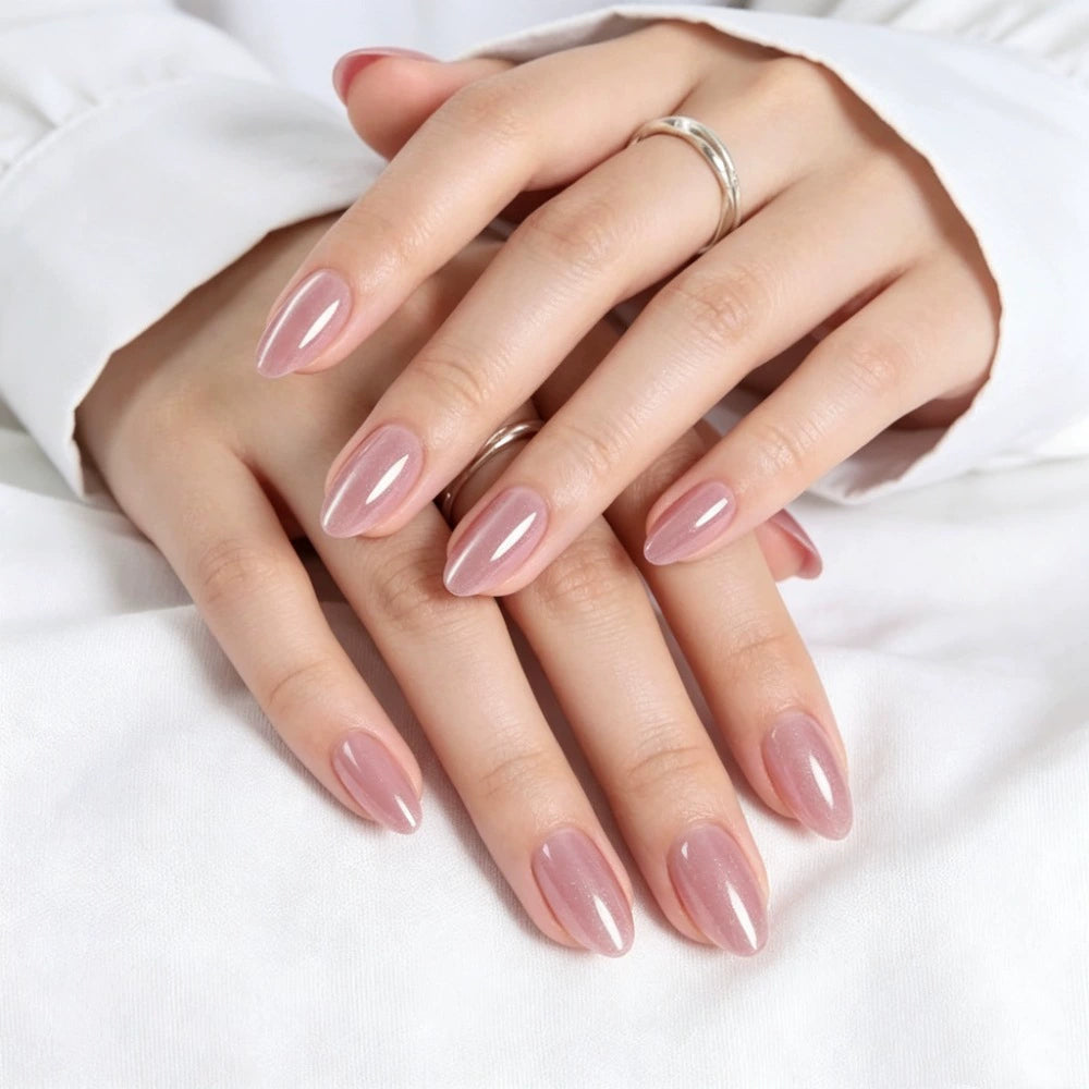 Pink Cat Eye Almond Press-On Nails
