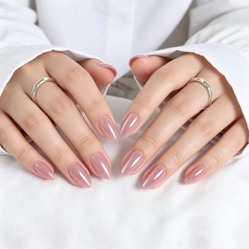 Pink Cat Eye Almond Press-On Nails