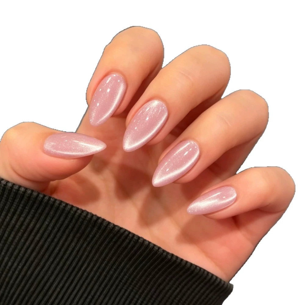 Pink Cat Eye Almond Press-On Nails