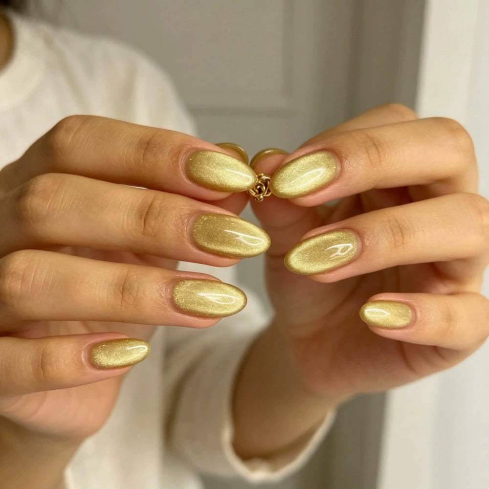 White Cat Eye Press-On Nails