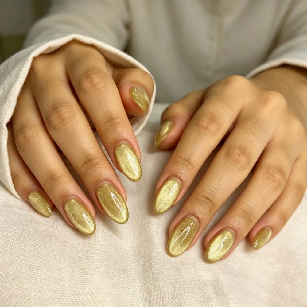 White Cat Eye Press-On Nails
