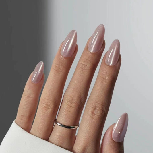 Pink Cat Eye Almond Press-On Nails