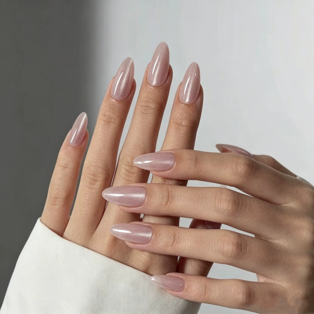 Pink Cat Eye Almond Press-On Nails