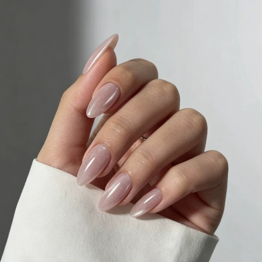 Pink Cat Eye Almond Press-On Nails