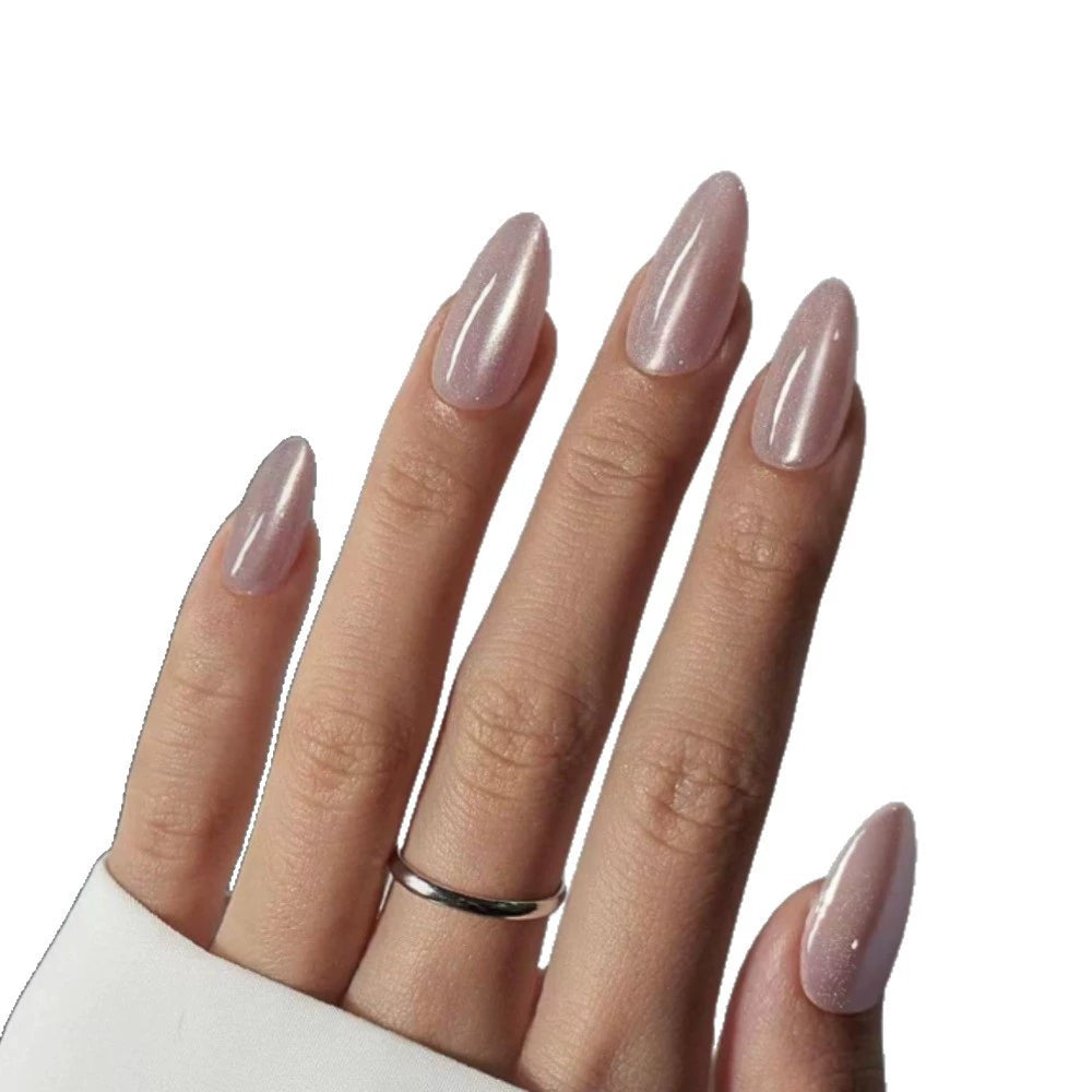 Pink Cat Eye Almond Press-On Nails