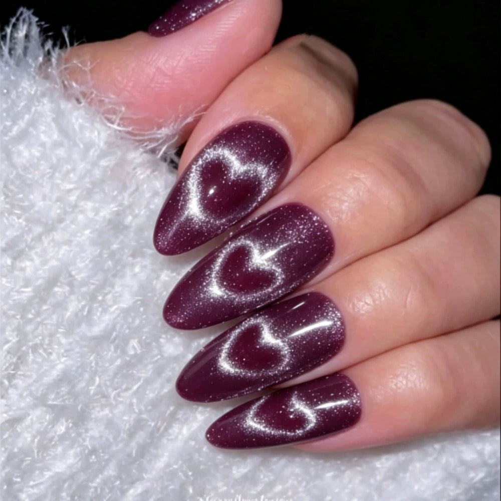 Red Cat Eye Almond Press-On Nails