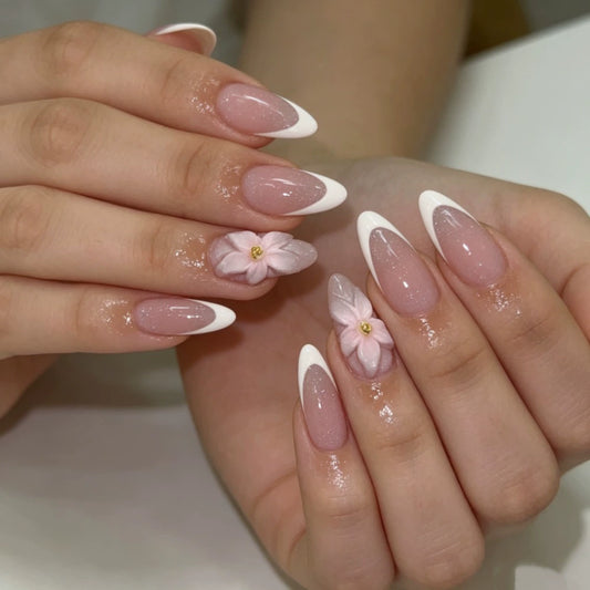 French Floral Press-On Nails