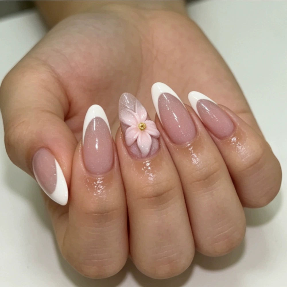 French Floral Press-On Nails