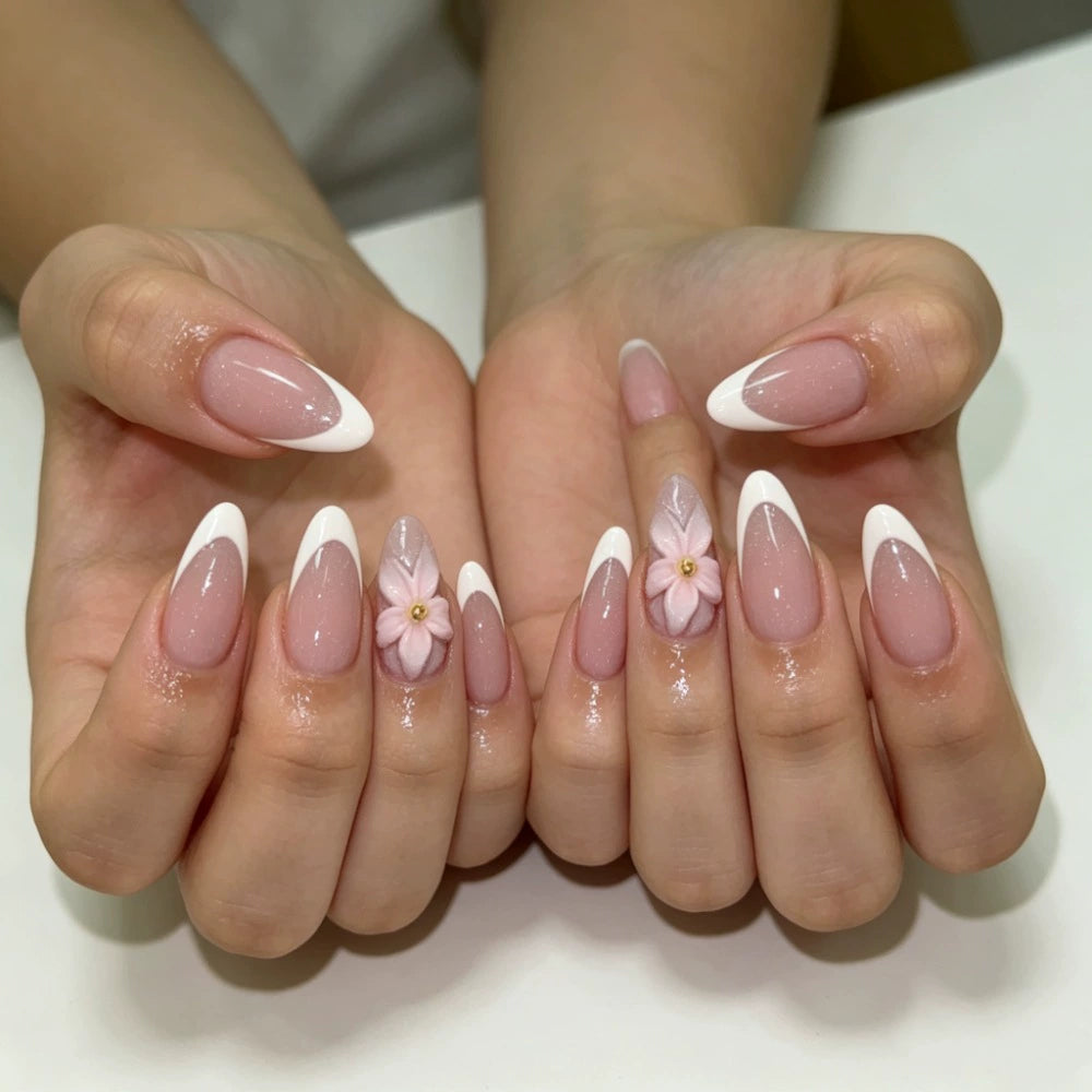 French Floral Press-On Nails