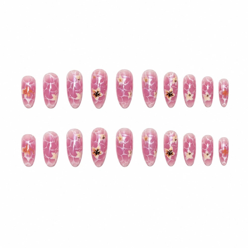 Floral Marble Press-On Nails
