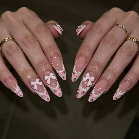 French Bow 3D Almond Press-On Nails