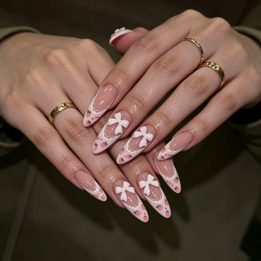 French Bow 3D Almond Press-On Nails