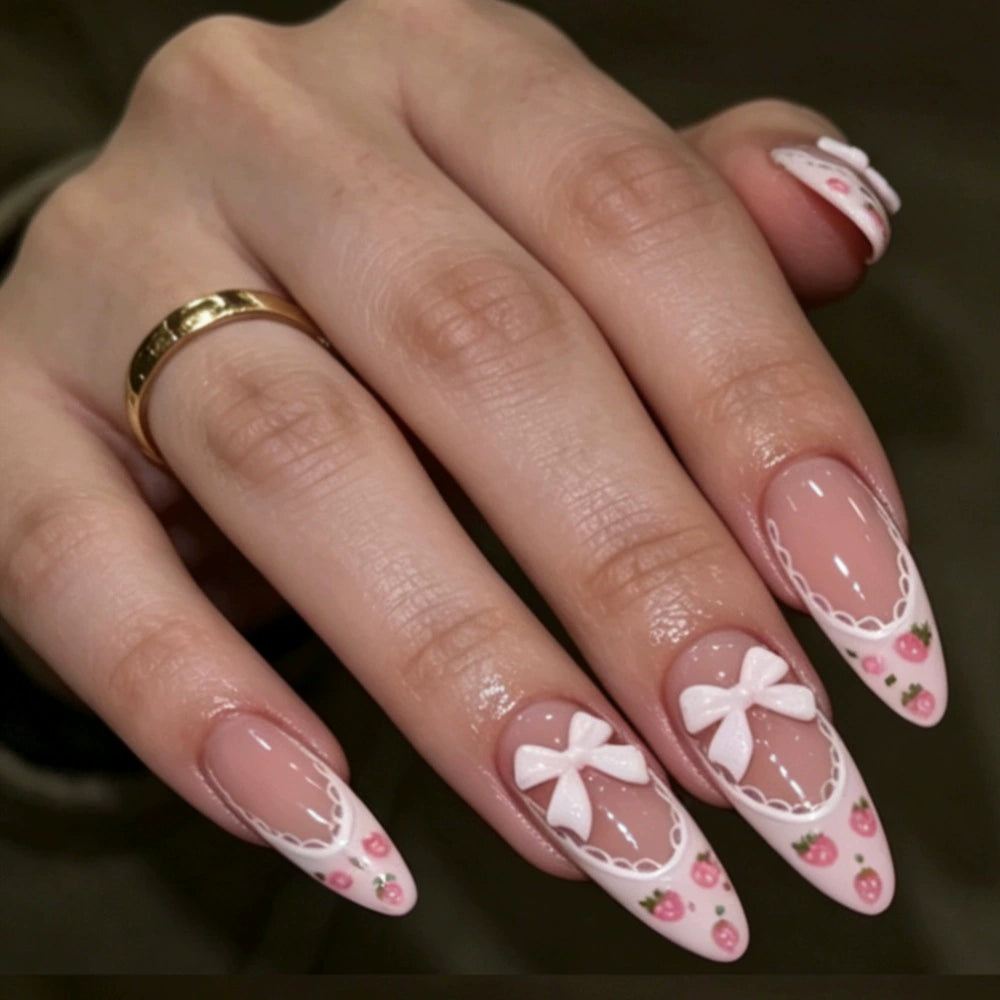French Bow 3D Almond Press-On Nails