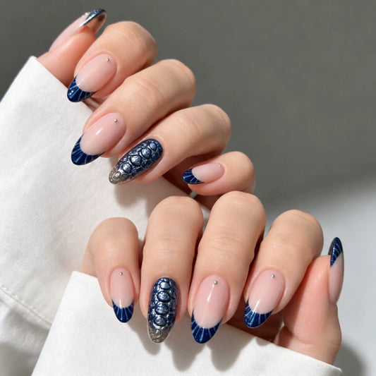White 3D Gradient Almond Press-On Nails