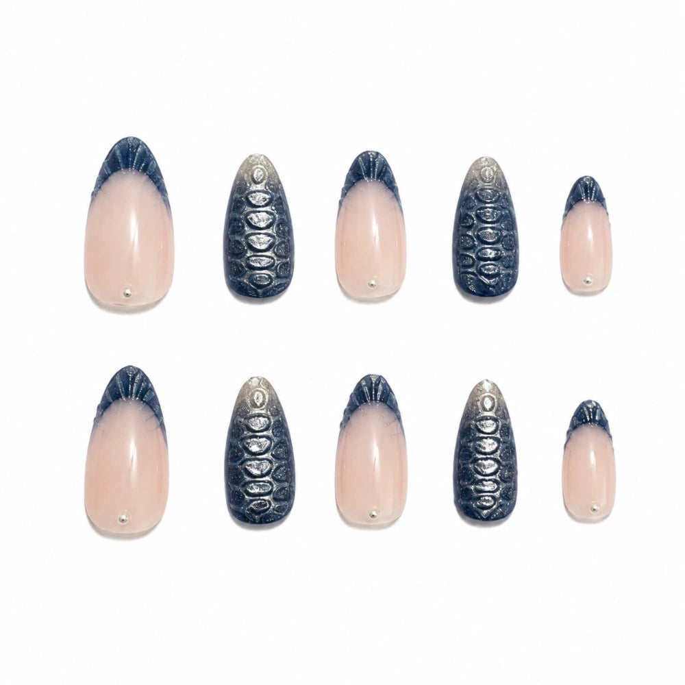 White 3D Gradient Almond Press-On Nails