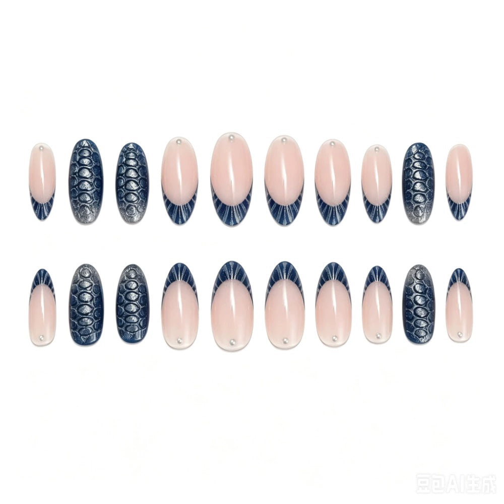 White 3D Gradient Almond Press-On Nails