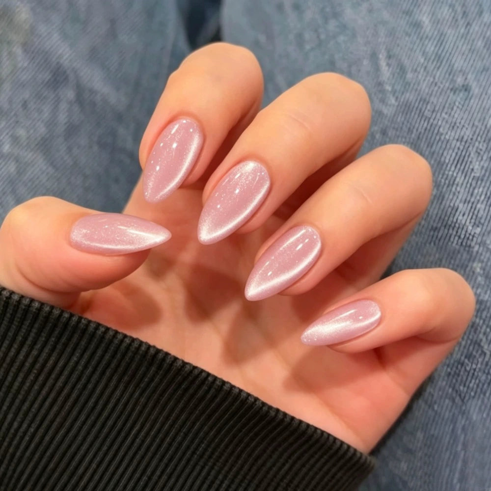 White Cat Eye Press-On Nails